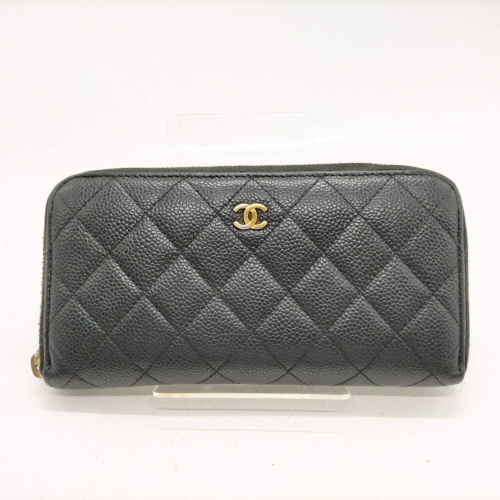 CHANEL - Matelasse Caviar Skin Around Zip Long Wallet R1.215
